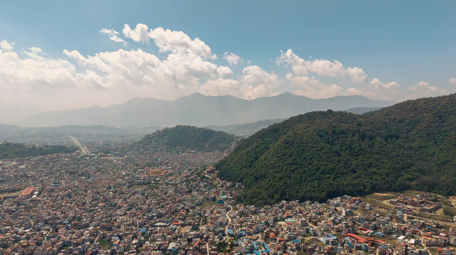 Forested Nagarjun hills above Kathmandu valley